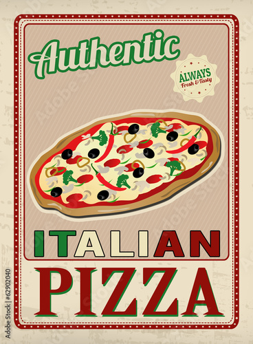 Authentic Italian Pizza retro poster