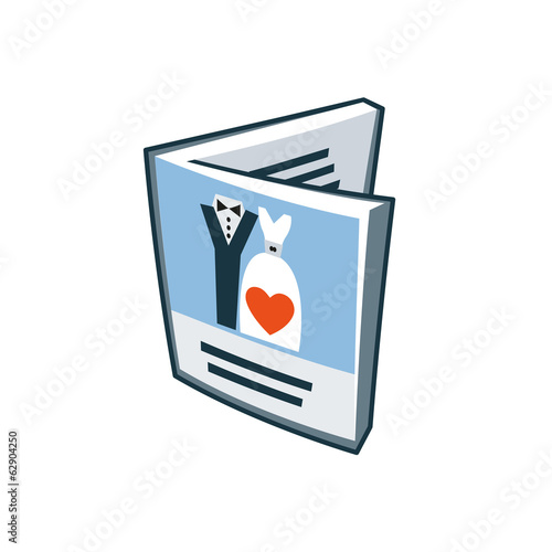 Wedding invitation card icon in cartoon style