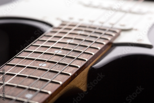 Closeup of electric guitar strings