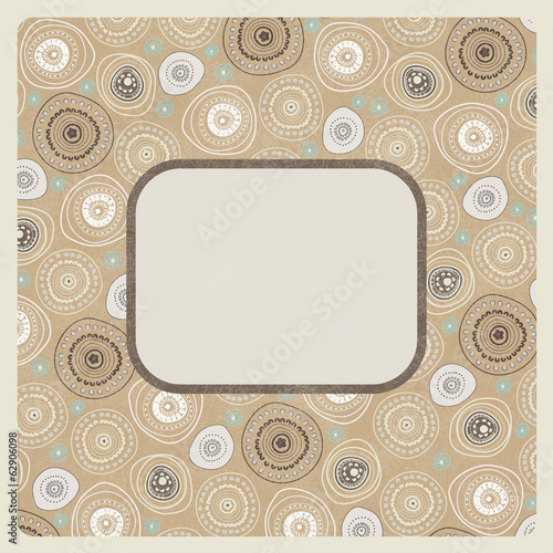 Place for text card frame with circles on beige, vector