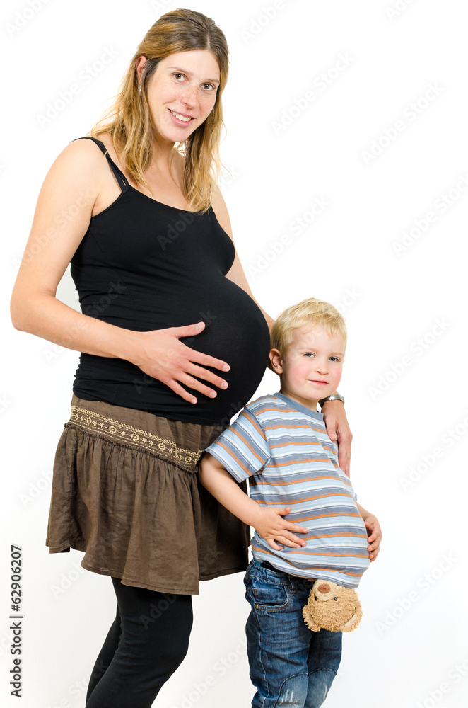 Pregnant mother with a little boy brother Pregnant mother with a little boy brother