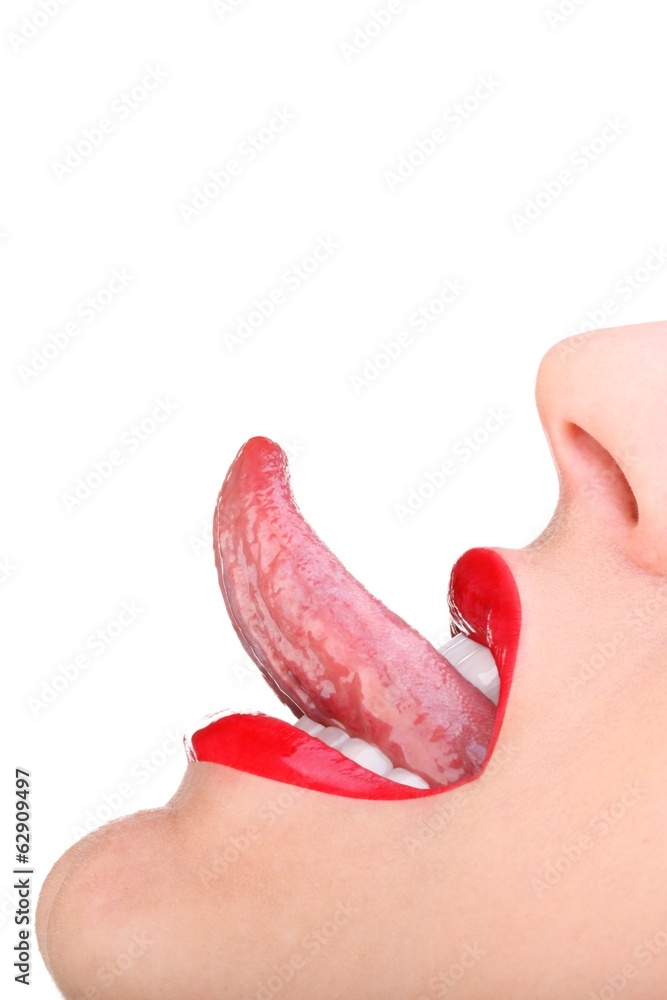 Fototapeta premium Woman's tongue