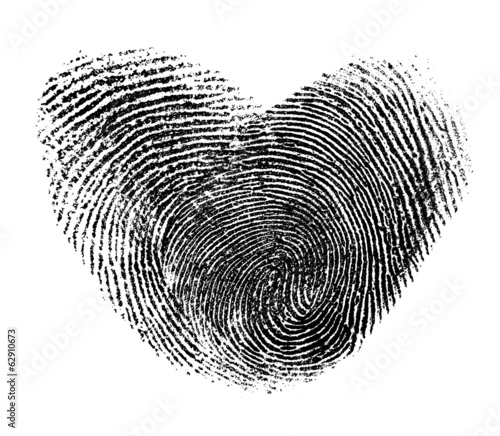 fingerprint heart isolated on white
