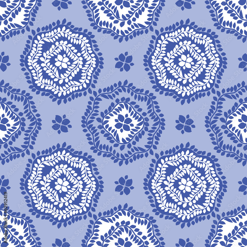 vector seamless pattern, blue floral ornament vector seamless pattern, blue floral ornament