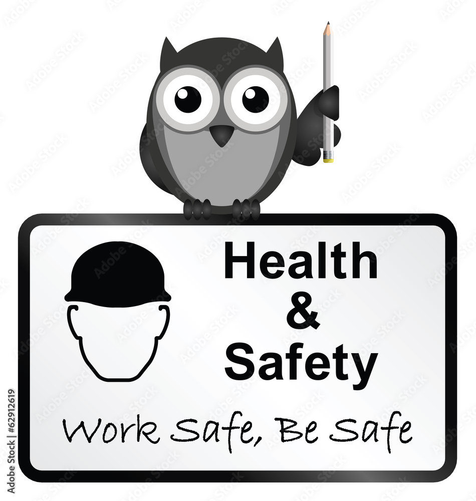 Monochrome comical health and safety sign Monochrome comical health and safety sign