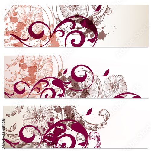 Business cards set in floral style
