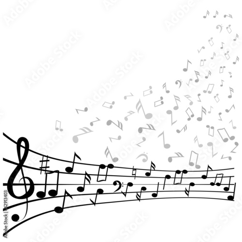 Various music notes on stave