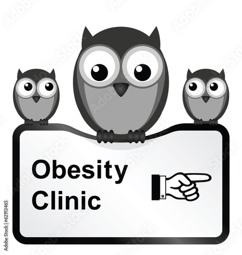 Monochrome comical obesity clinic sign
