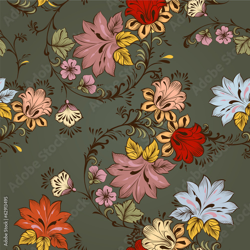 Floral seamless vector  pattern with ornament