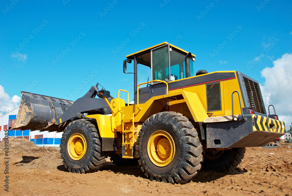 wheel loader excavator at work