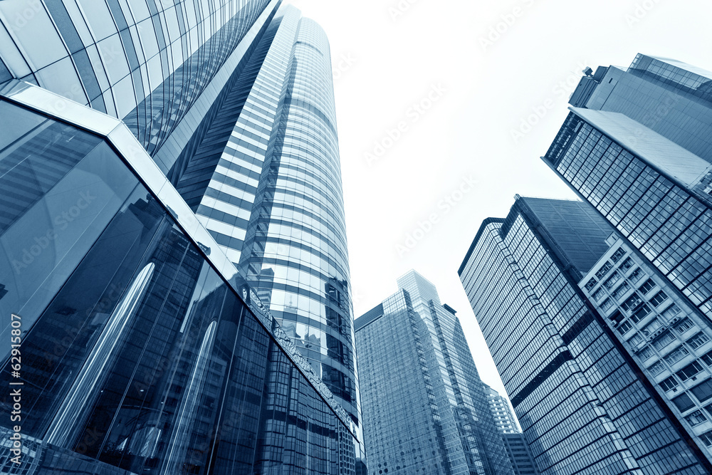 Modern glass silhouettes of skyscrapers in the city