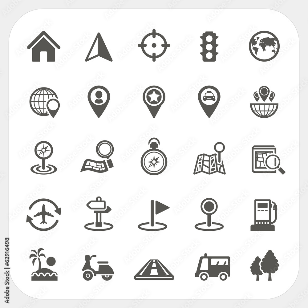 Map and Location icons set Map and Location icons set