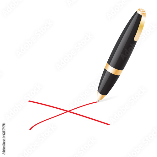 Ball pen crossing on a white background.