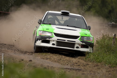 Rally car in action - Mitsubishi EVO photo