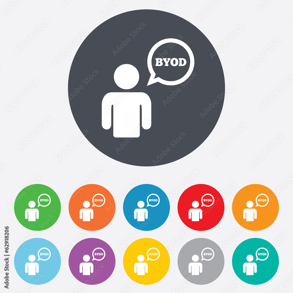 BYOD sign icon. Bring your own device symbol. BYOD sign icon. Bring your own device symbol.