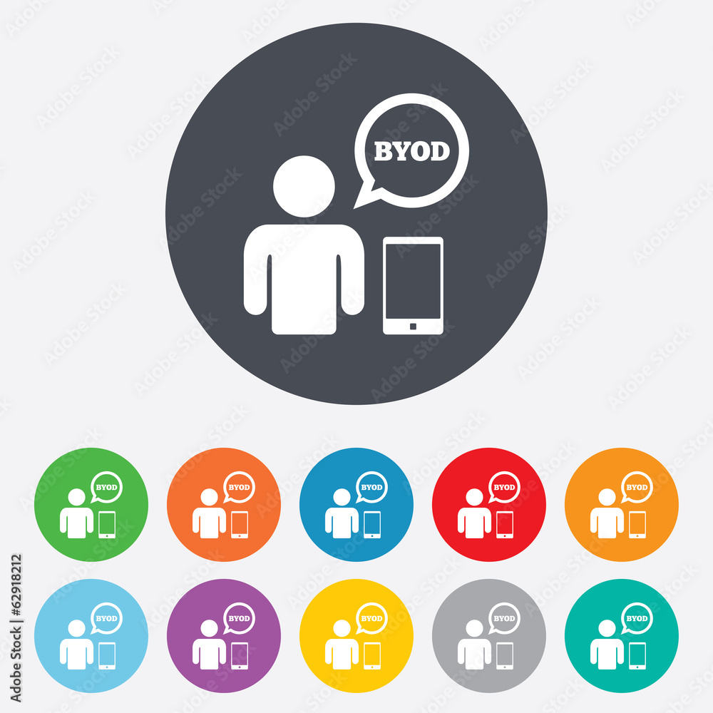 BYOD sign icon. Bring your own device symbol. BYOD sign icon. Bring your own device symbol.