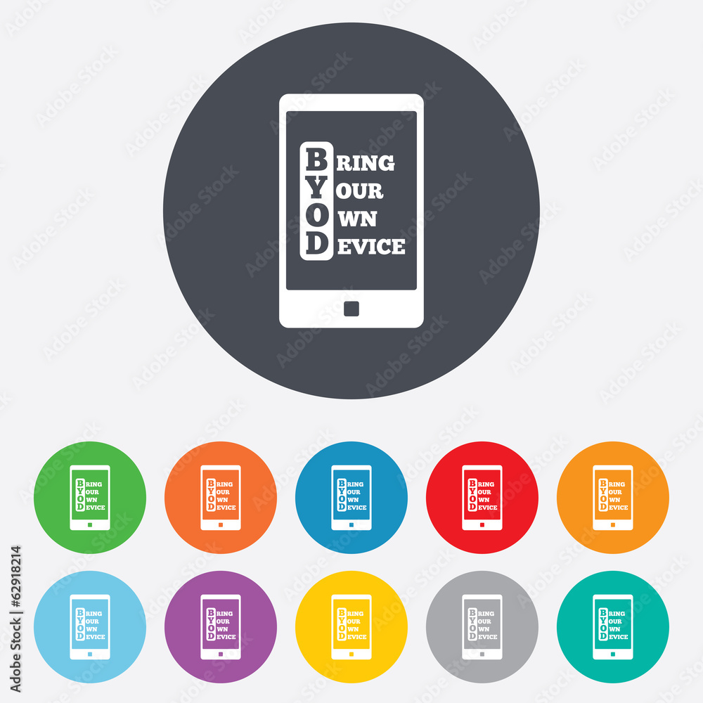 BYOD sign icon. Bring your own device symbol. BYOD sign icon. Bring your own device symbol.