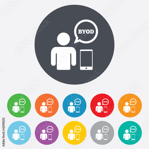 BYOD sign icon. Bring your own device symbol.