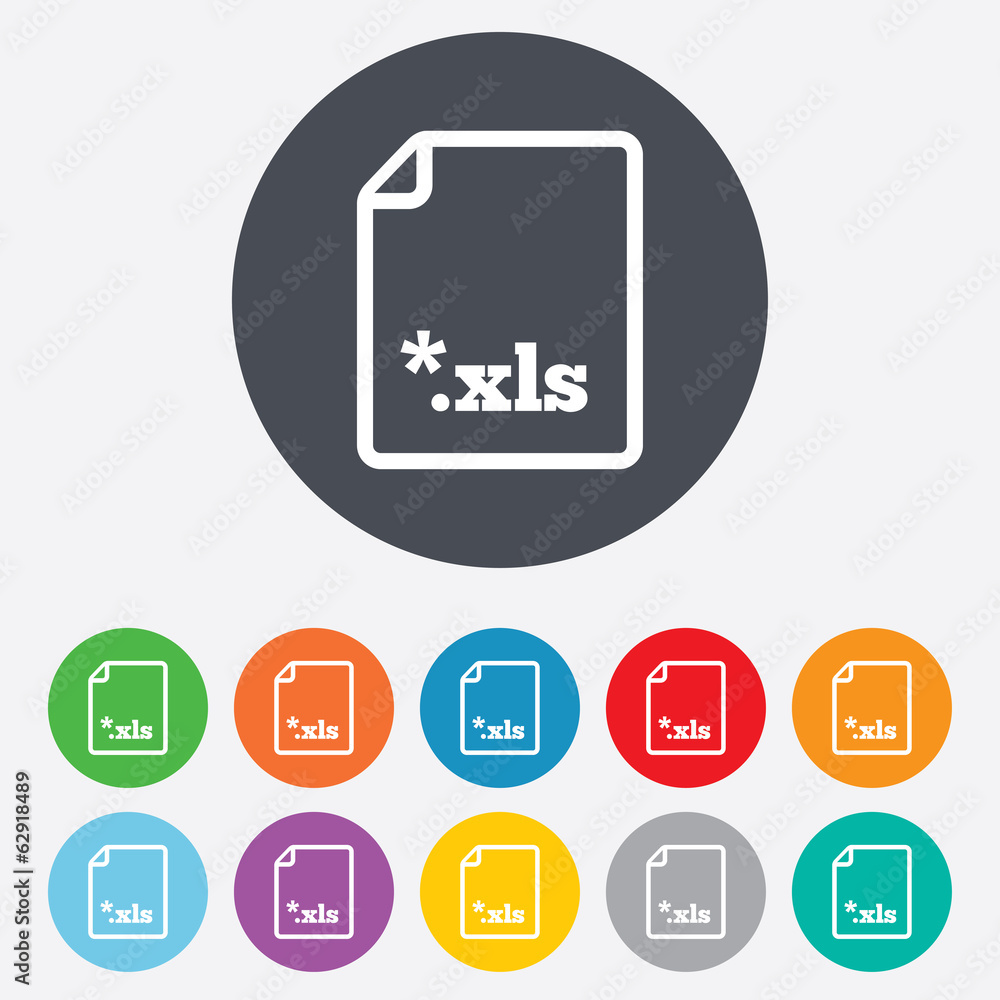 Excel file document icon. Download xls button. Excel file document icon. Download xls button.