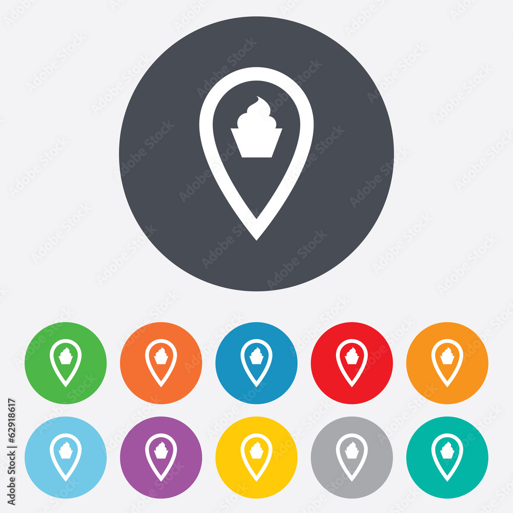 Map pointer food sign icon. Marker symbol. Map pointer food sign icon. Marker symbol.