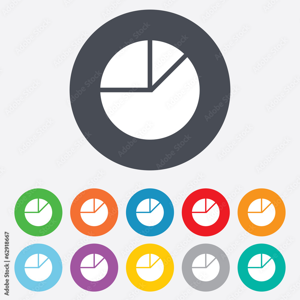 Pie chart graph sign icon. Diagram button. Pie chart graph sign icon. Diagram button.