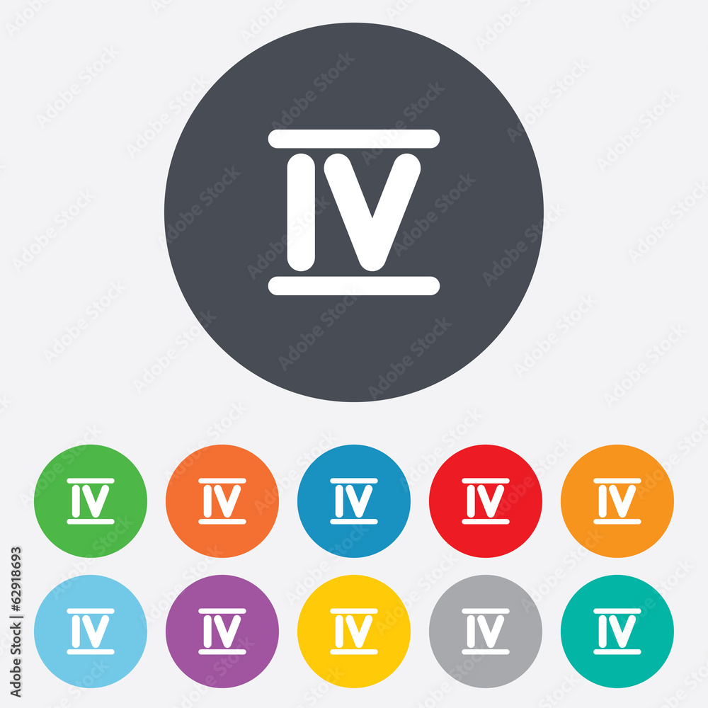 Roman numeral four icon. Roman number four sign. Roman numeral four icon. Roman number four sign.