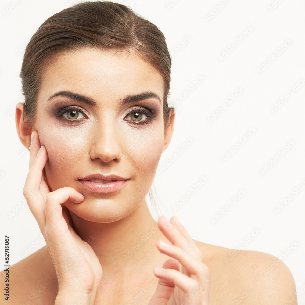 Isolated woman face on white background. Isolated woman face on white background.