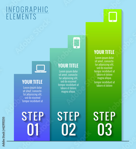 Infographic elements. Three steps to success.