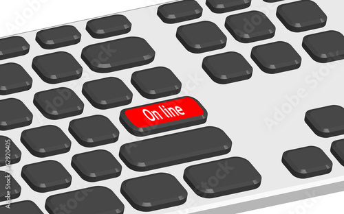 Teclado 3d con tecla roja y texto online