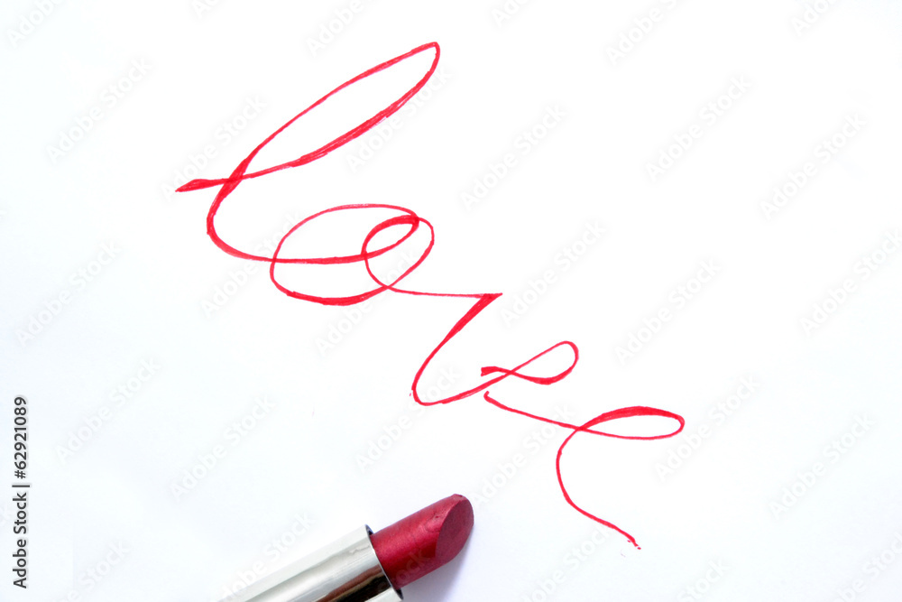Lipstick writting the word love Lipstick writting the word love