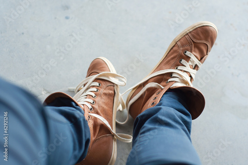 Feet and shoes. Selfie image