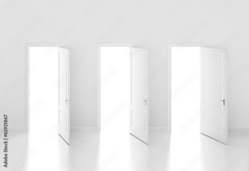 door open on white wall ,3d door open on white wall ,3d