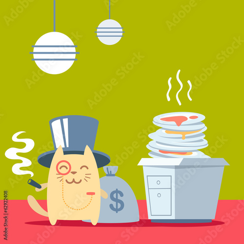 Character  rich gentleman in a hat cylinder and a monocle  color