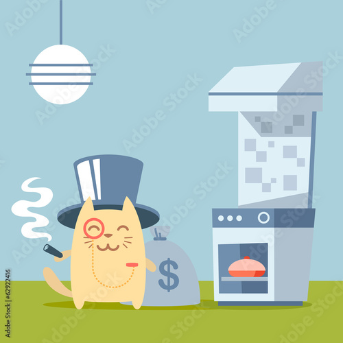 Character  rich gentleman in a hat cylinder and a monocle  color