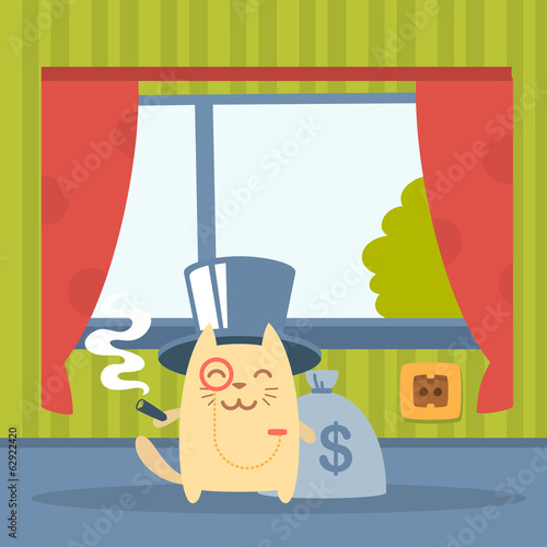Character  rich gentleman in a hat cylinder and a monocle  color