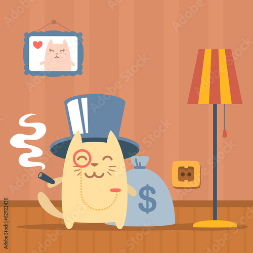 Character  rich gentleman in a hat cylinder and a monocle  color