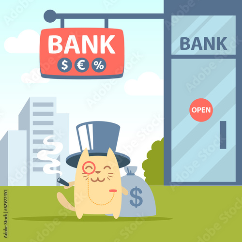 Character  rich gentleman in a hat cylinder and a monocle  color