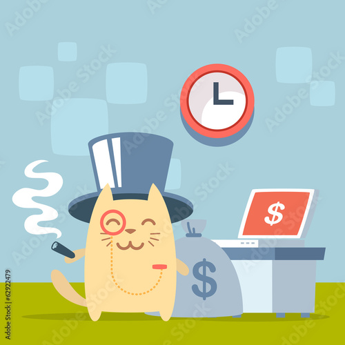 Character  rich gentleman in a hat cylinder and a monocle  color