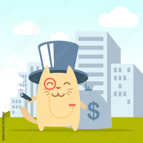 Character  rich gentleman in a hat cylinder and a monocle  color