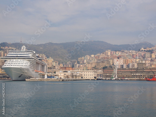 View of Genoa Italy from the sea