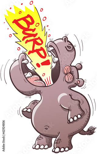 Tableau sur toile Chubby hippopotamus burping loudly