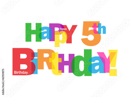 "HAPPY 5TH BIRTHDAY" CARD (fifth five years old party message)