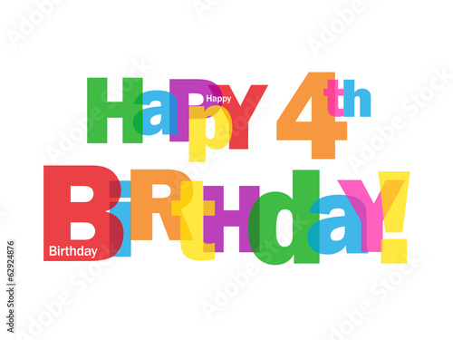  HAPPY 4TH BIRTHDAY  CARD  fourth four years old party message 