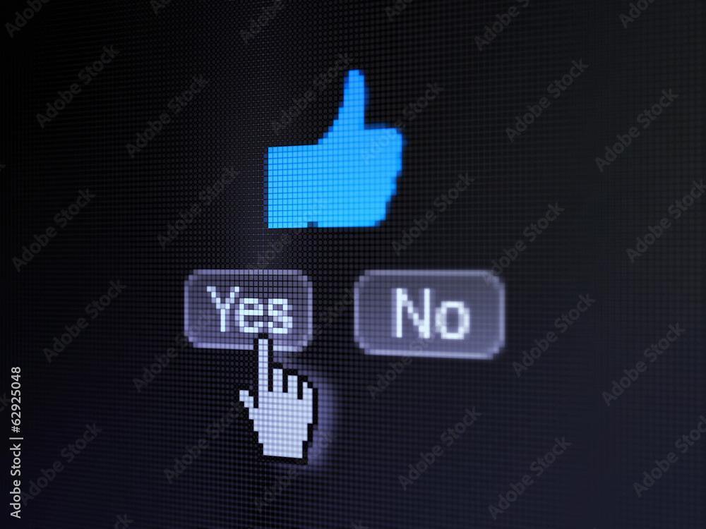 Social network concept: Thumb Up on digital computer screen Social network concept: Thumb Up on digital computer screen