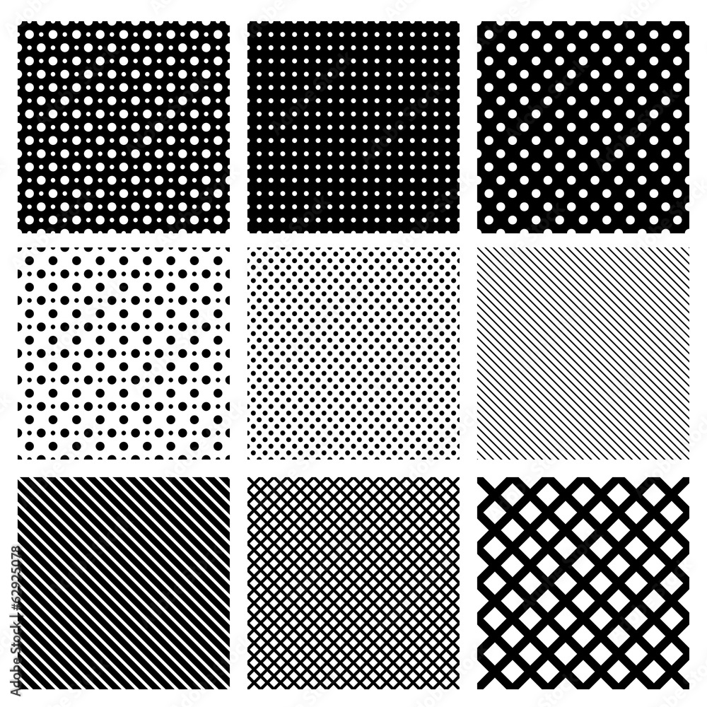 Set of simple geometric seamless patterns Set of simple geometric seamless patterns