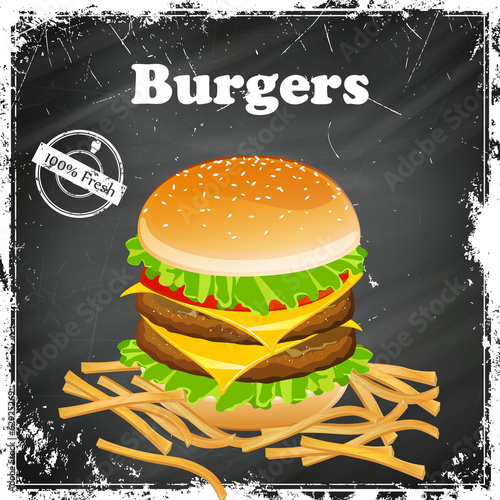 Vector Illustration of a Vintage Burger Poster