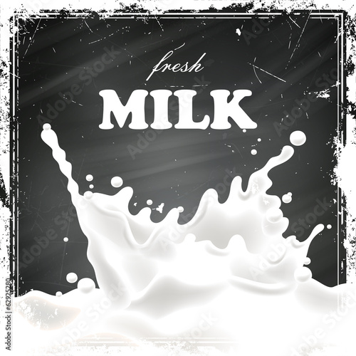 Vector Illustration of a Milk Poster on a Black Chalkboard