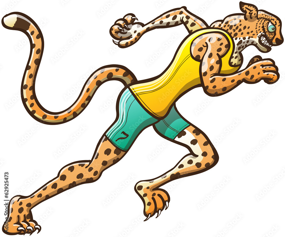 Naklejka premium Brave Spotted Cheetah Running a Race