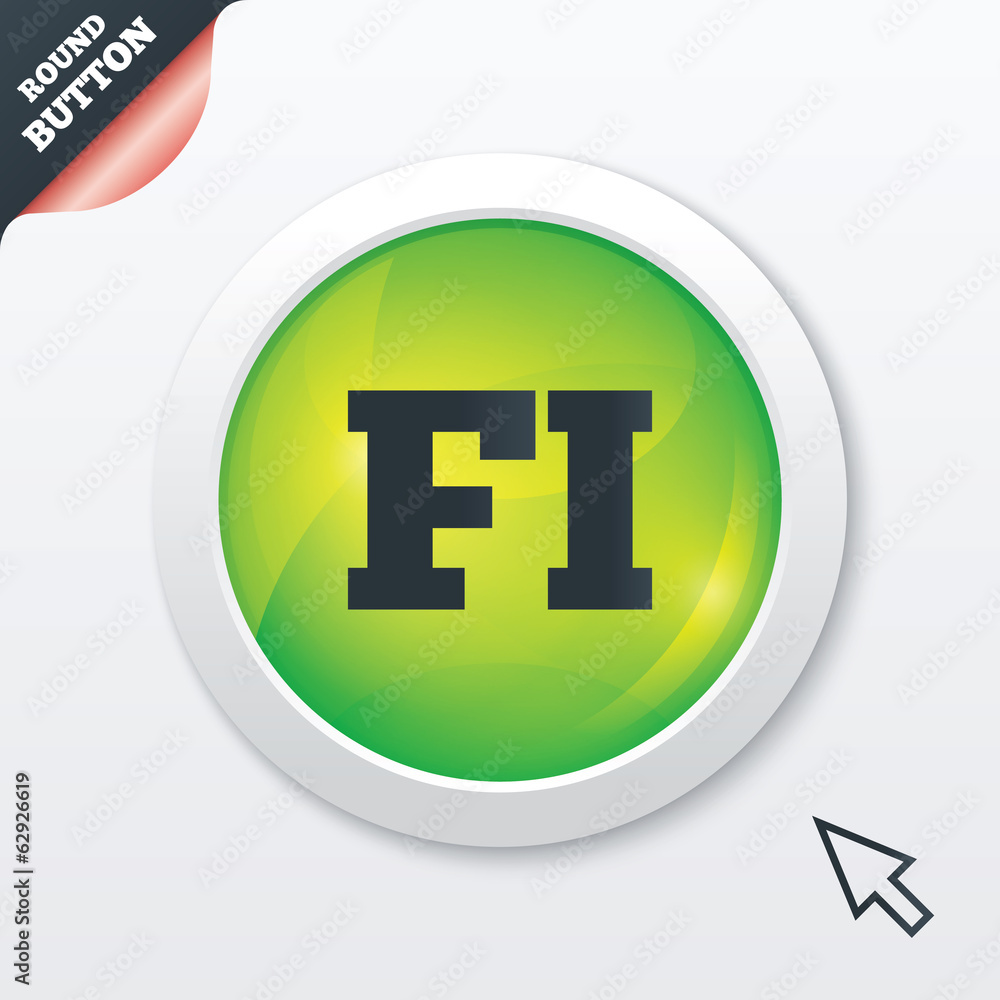 Finnish language sign icon. FI translation. Finnish language sign icon. FI translation.