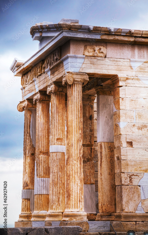 Temple of Athena Nike close up at Acropolis - obrazy, fototapety, plakaty 